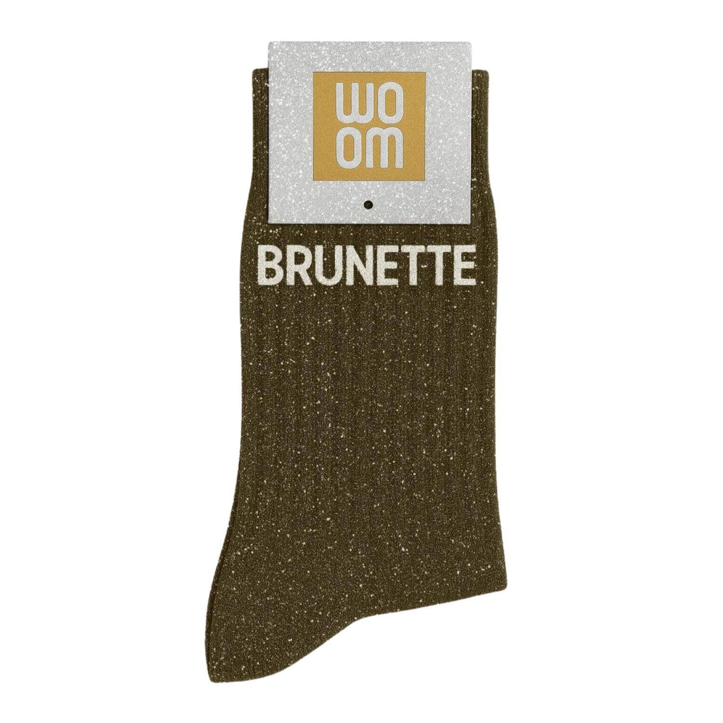 Chaussettes à Paillettes à Message "Brunette" Kaki ChoO