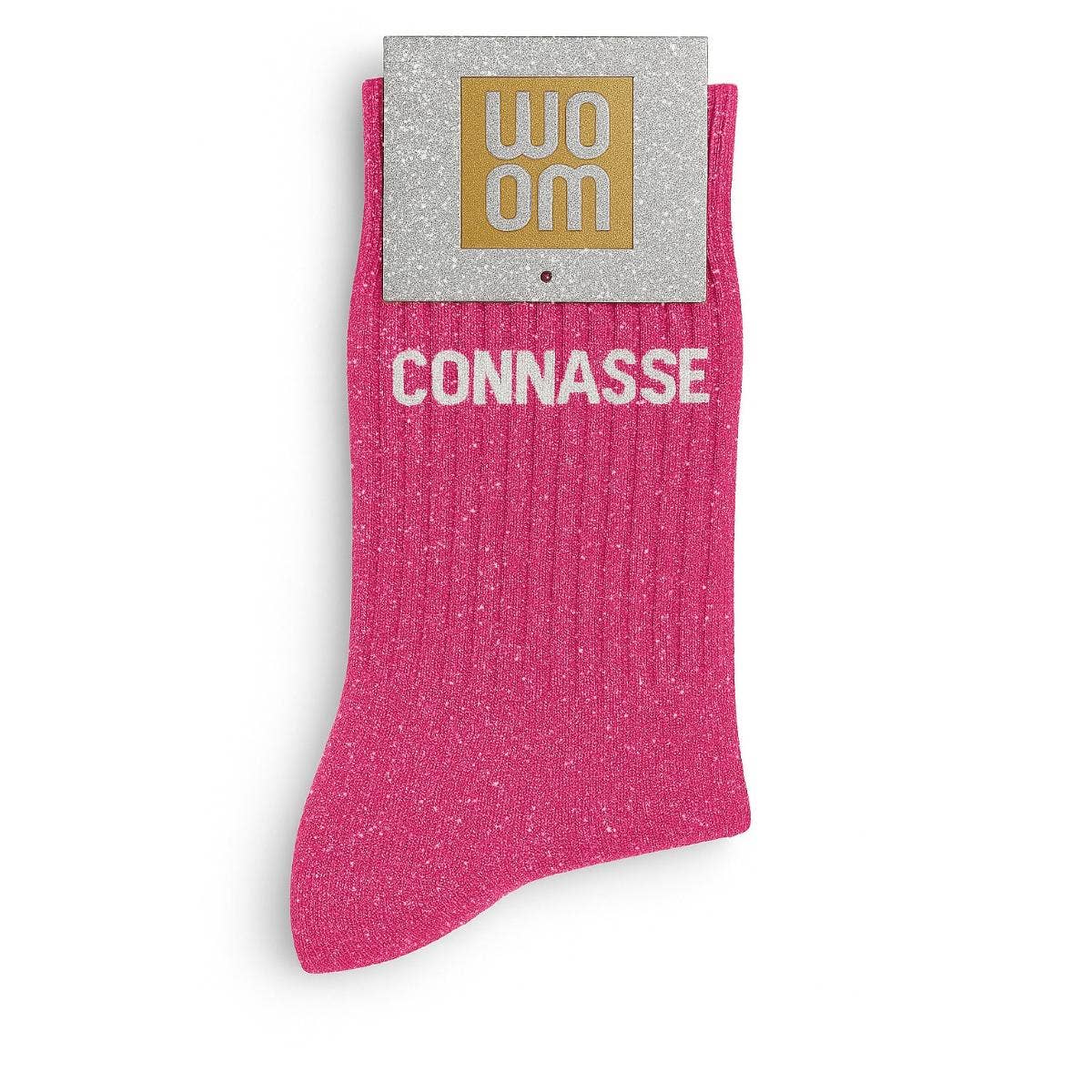 Chaussettes à Paillettes à Message "Connasse" Rose Fuschia ChoO