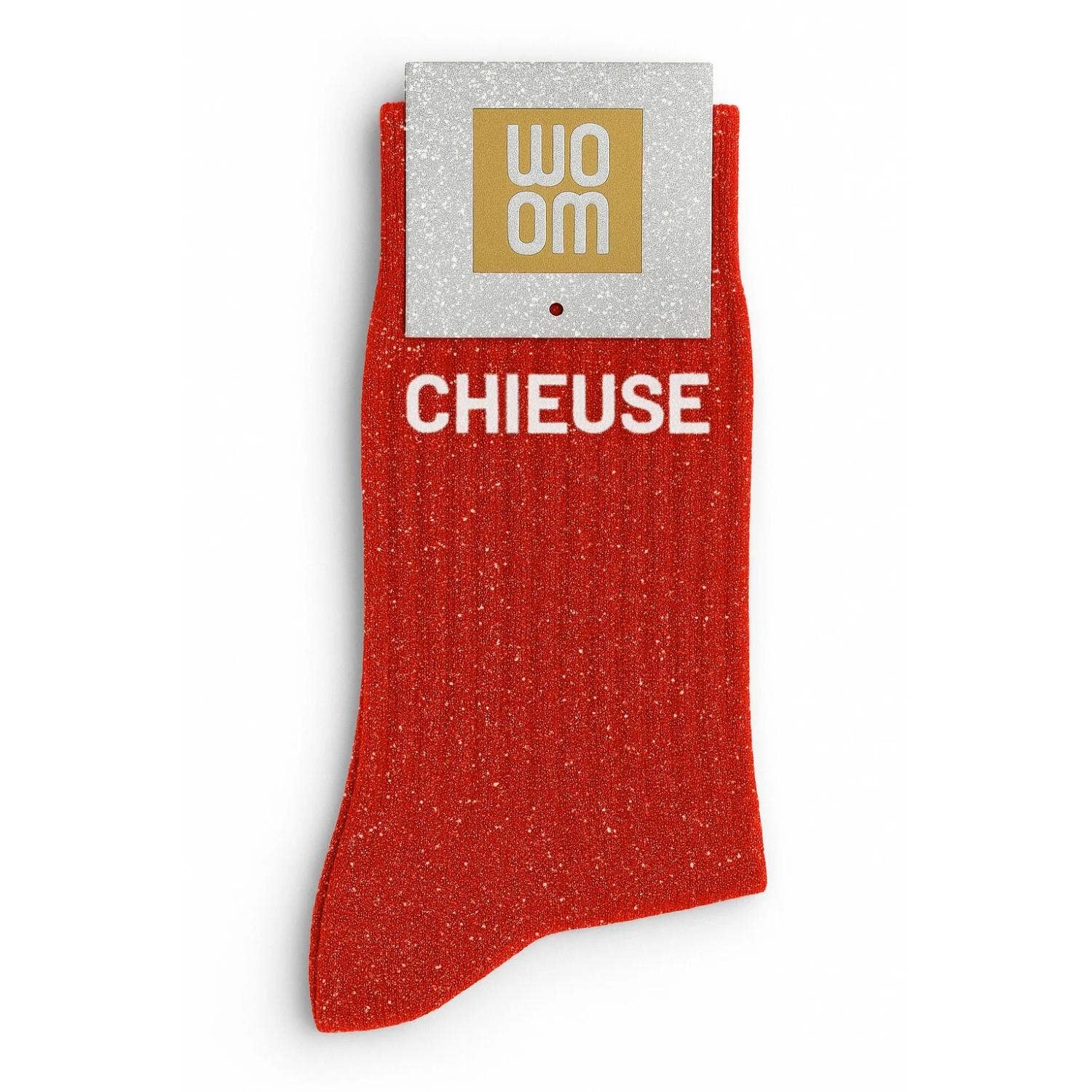 Chaussettes à Paillettes à Message "Chieuse" Rouge ChoO