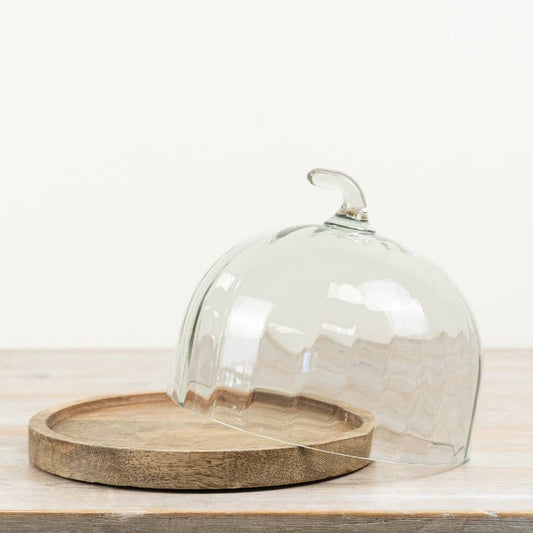 Plateau à gâteau citrouille avec cloche en verre, 22 cm