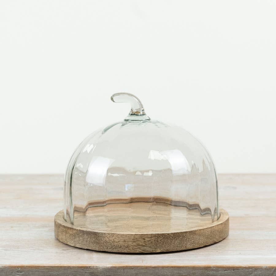 Plateau à gâteau citrouille avec cloche en verre, 22 cm