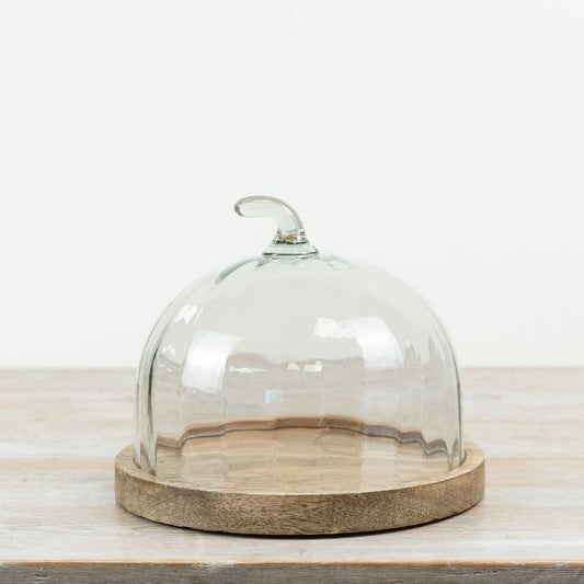 Plateau à gâteau citrouille avec cloche en verre, 22 cm