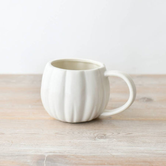 Tasse en céramique blanche en forme de citrouille, 14,5 cm