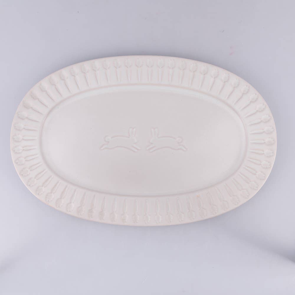 Plat ovale de pâques lapins