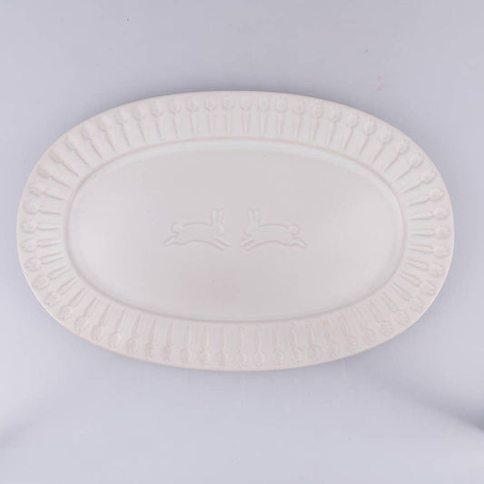 Plat ovale de pâques lapins