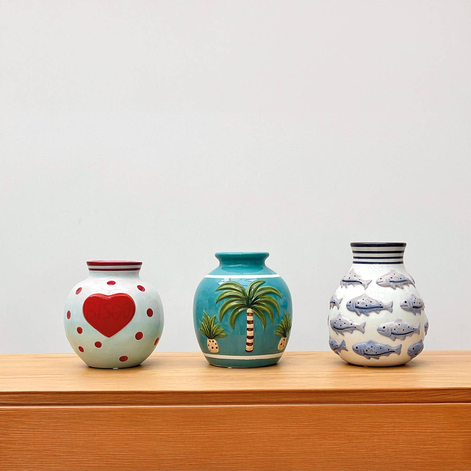 Vase bisou bleu L13,6 P13,3 H14cm Opjet Paris