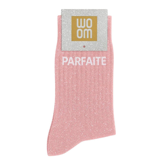 Chaussettes à Paillettes à Message "Parfaite" Rose ChoO