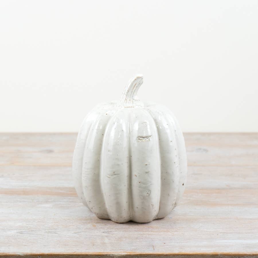 Citrouille en céramique blanche, 17 cm