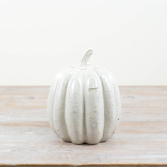 Citrouille en céramique blanche, 17 cm