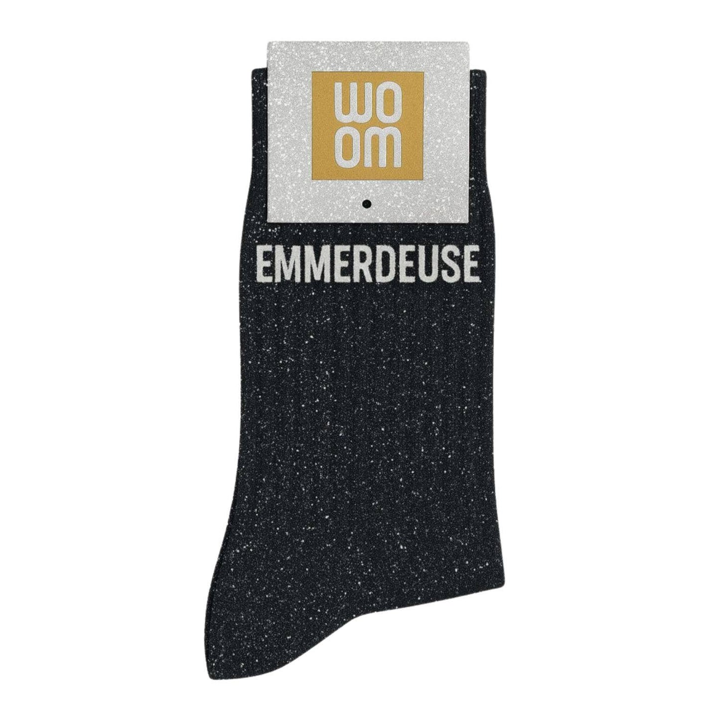 Chaussettes à Paillettes à Message "Emmerdeuse" Noir ChoO
