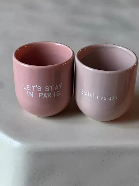 tasse en céramique 20cl sans anse avec inscription PS : Still Love You, cadeau romantique pour café ou chocolat chaud