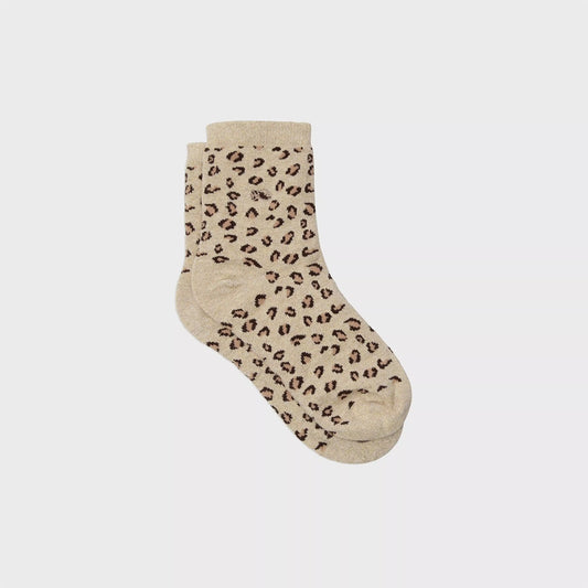 Chaussettes léopard pailletées-Beige Hocadi Concept Store