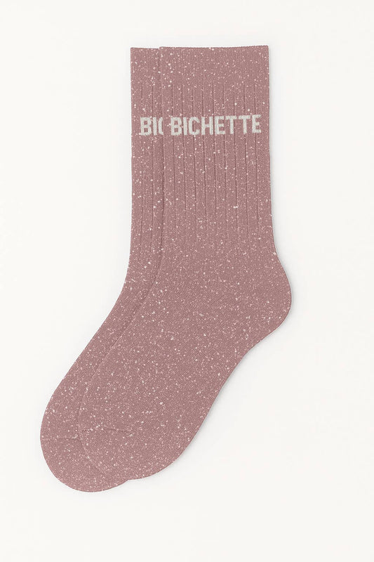 Chaussettes à Paillettes à Message "Bichette" Rose Gold ChoO