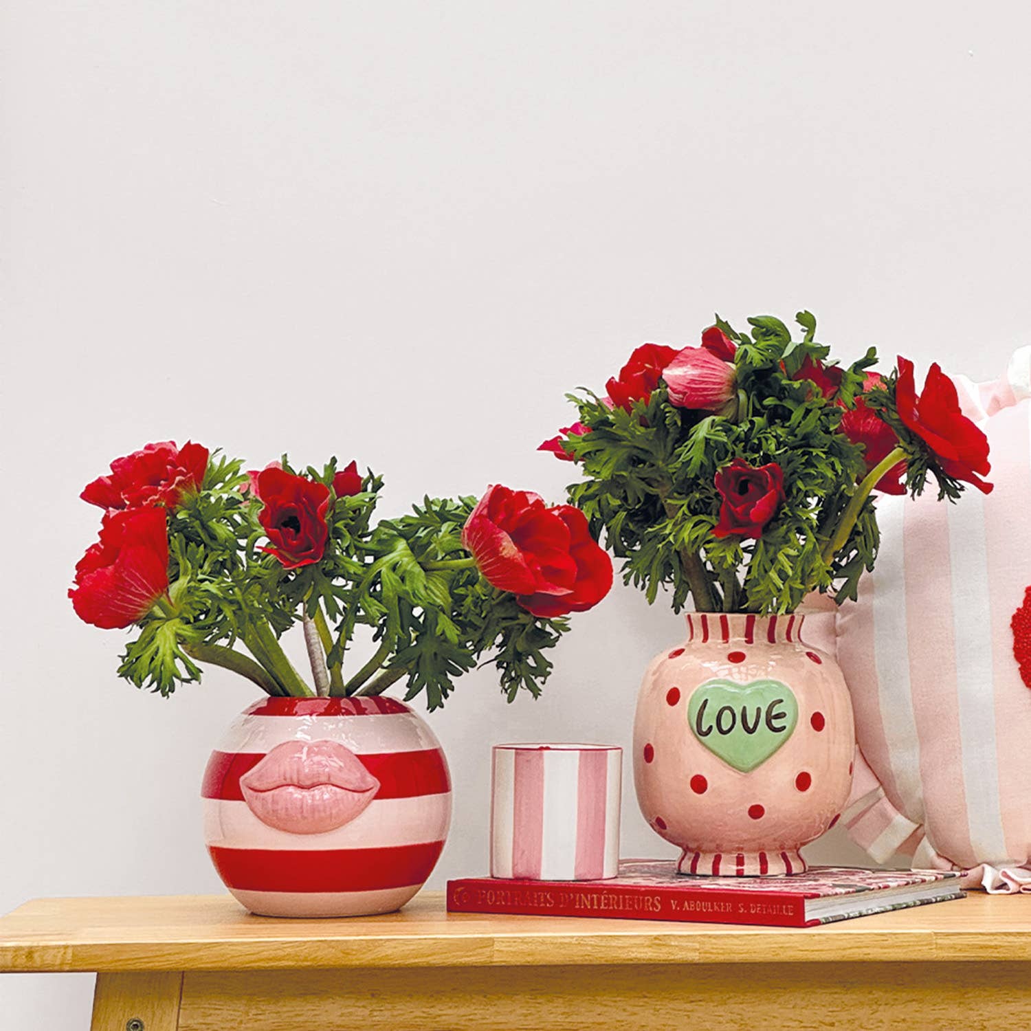 Vase love rose L14 P13,8 H15,9cm Opjet Paris