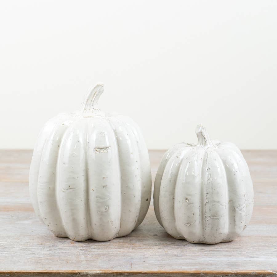 Citrouille en céramique blanche, 17 cm