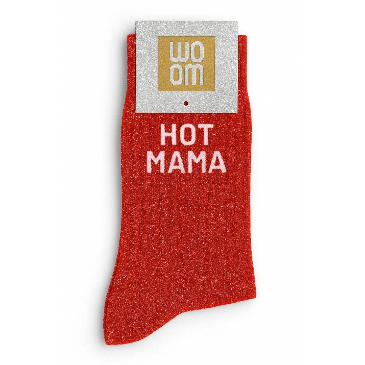 Chaussettes à Paillettes à Message "Hot Mama" - Rouge