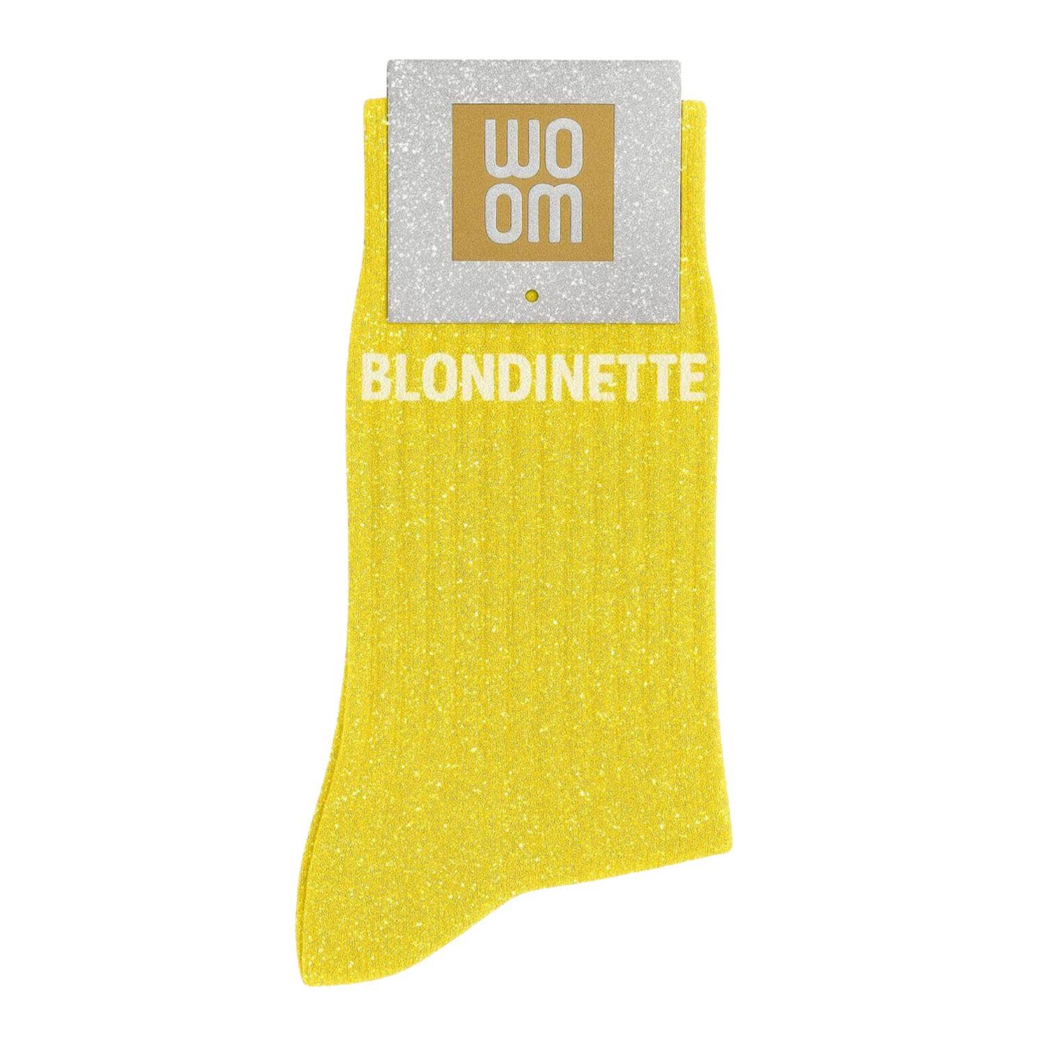 Chaussettes à Paillettes à Message "Blondinette" Jaune ChoO