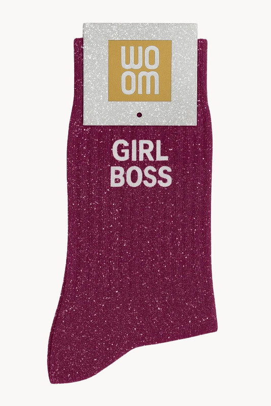 Chaussettes à Paillettes à Message "Girl Boss" - Violet ChoO