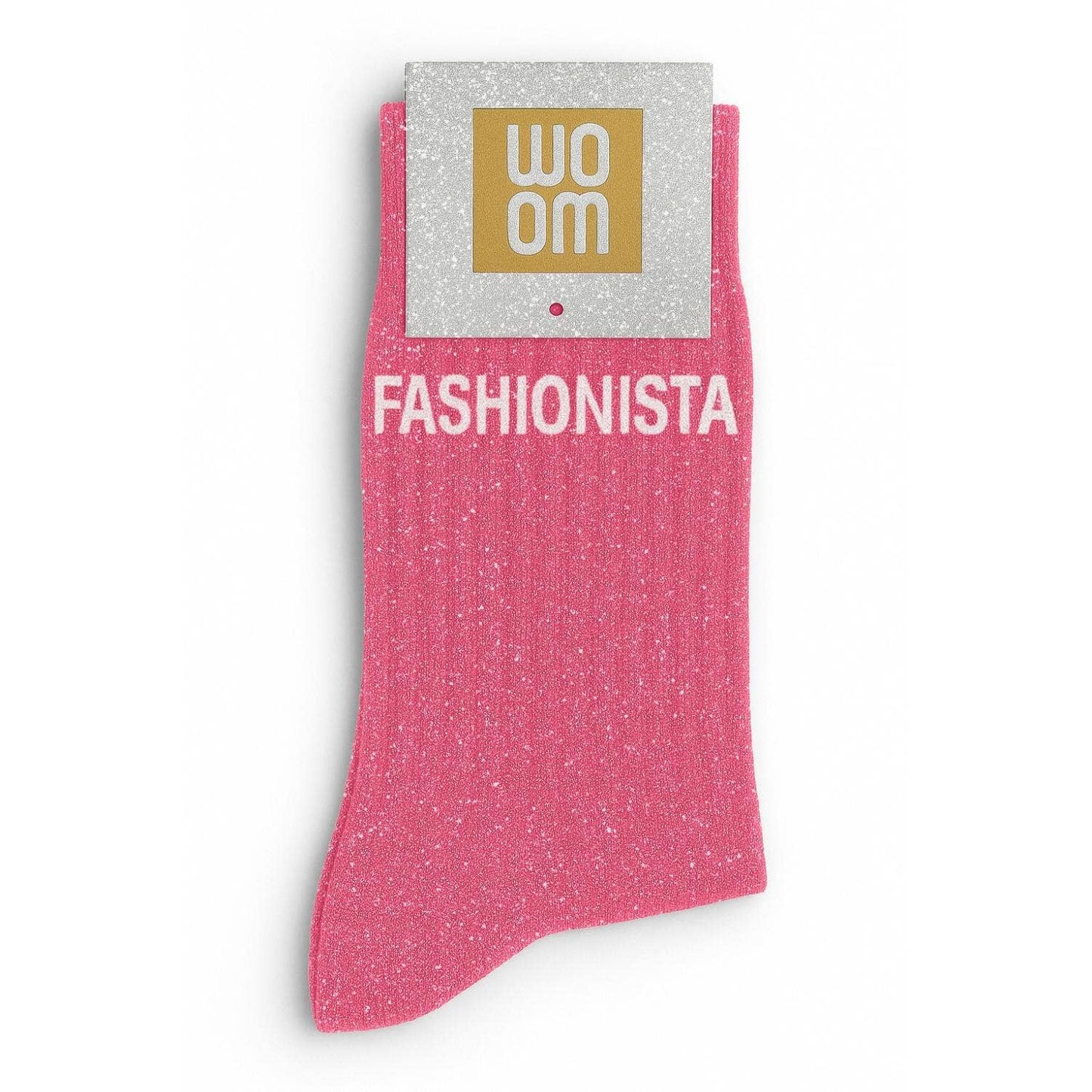 Chaussettes à Paillettes à Message "Fashionista" - Rose ChoO