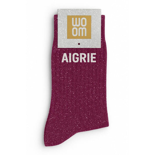 Chaussettes à Paillettes à Message "Aigrie" Violet