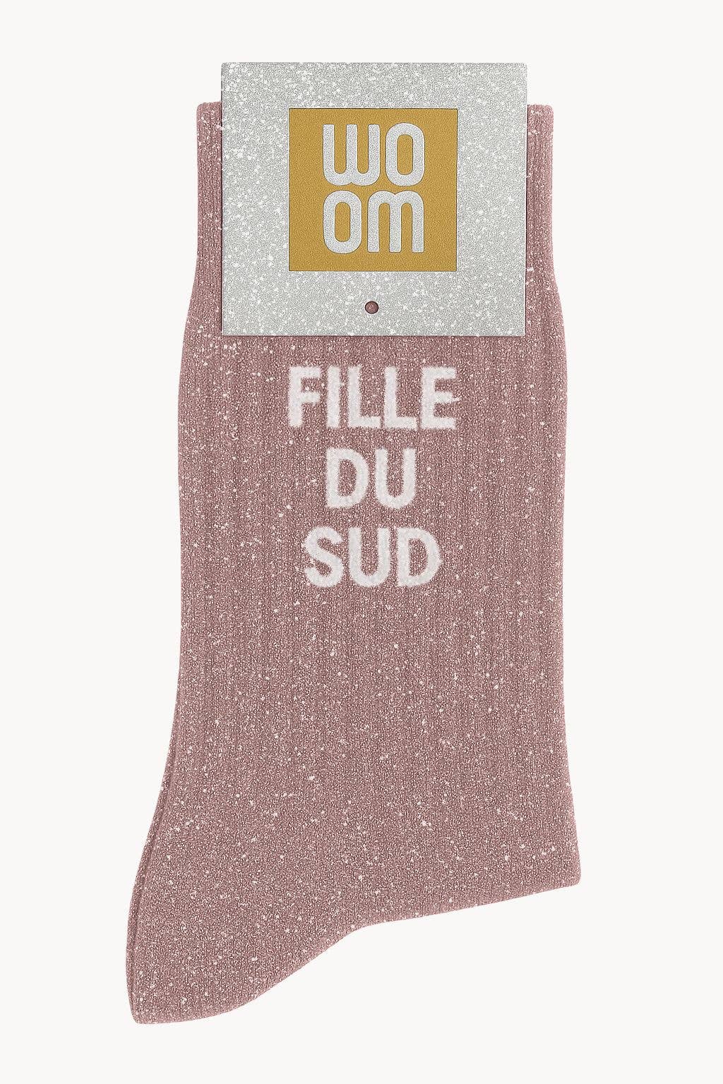Chaussettes à Paillettes  "Fille Du Sud" Rose Gold