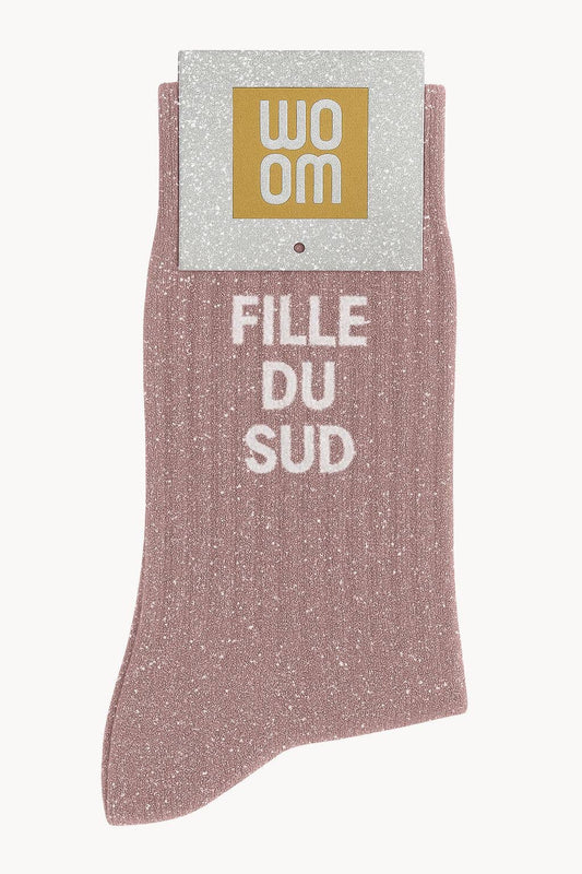 Chaussettes à Paillettes  "Fille Du Sud" Rose Gold