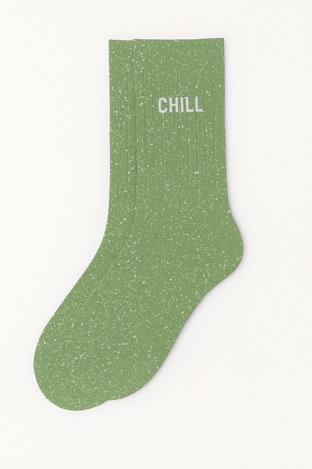 Chaussettes à Paillettes à Message "Chill" - Vert Amande