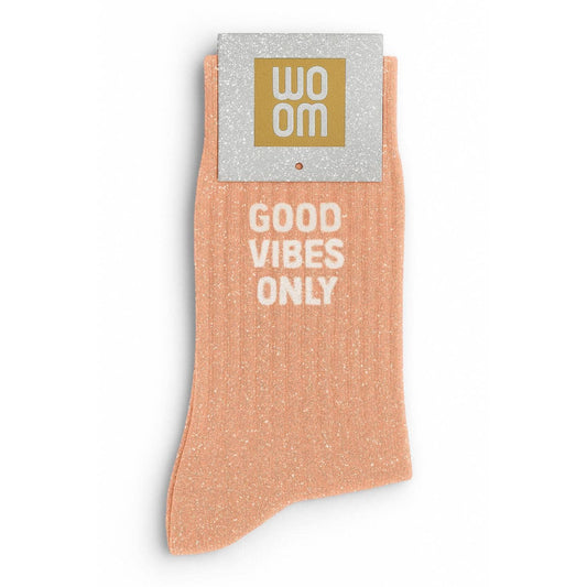 Chaussettes à Paillettes à Message "Good Vibes Only" - Peach ChoO