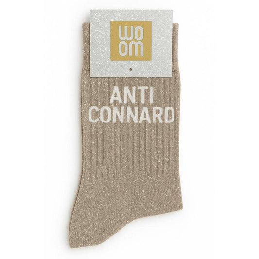 Chaussettes à Paillettes à Message "Anti Connard" Beige ChoO