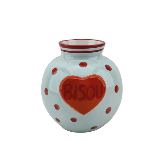 Vase bisou bleu L13,6 P13,3 H14cm Opjet Paris