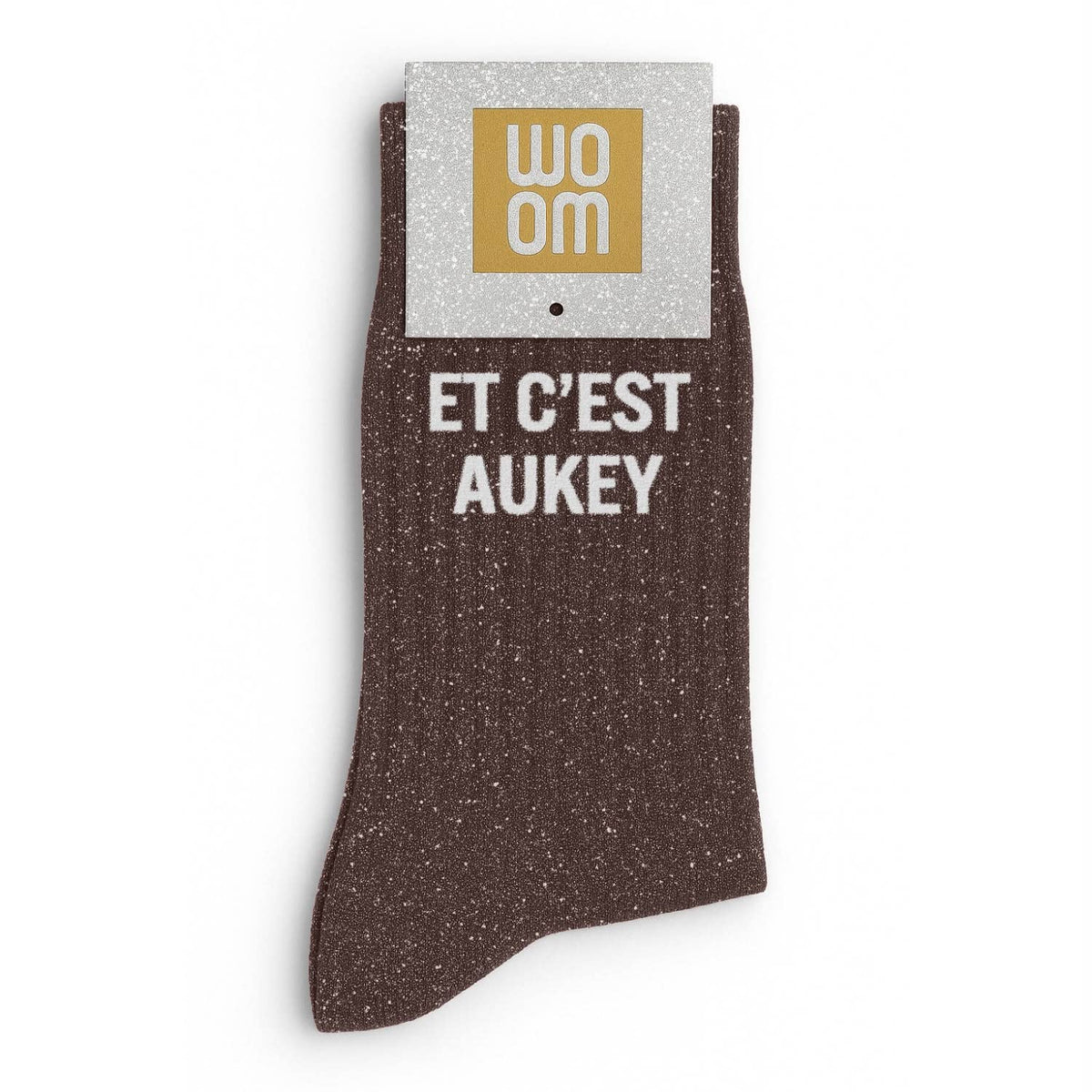 Chaussettes à Paillettes à Message "Et C'est Aukey" Moka