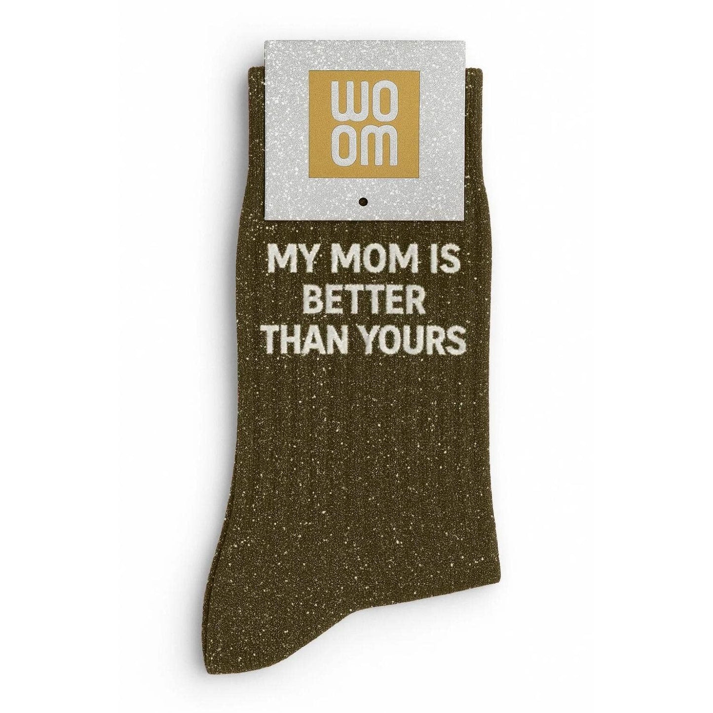 Chaussettes à Paillettes  "My Mom is better Than Yours" Kaki
