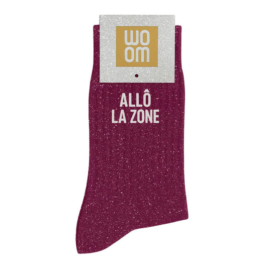 Chaussettes à Paillettes à Message "Allô la Zone" - Violet ChoO