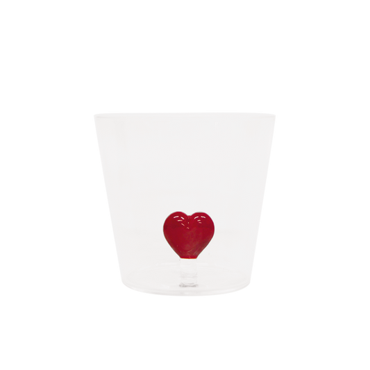 Verre gobelet 3D cœur rouge D8,5 H8cm Opjet Paris