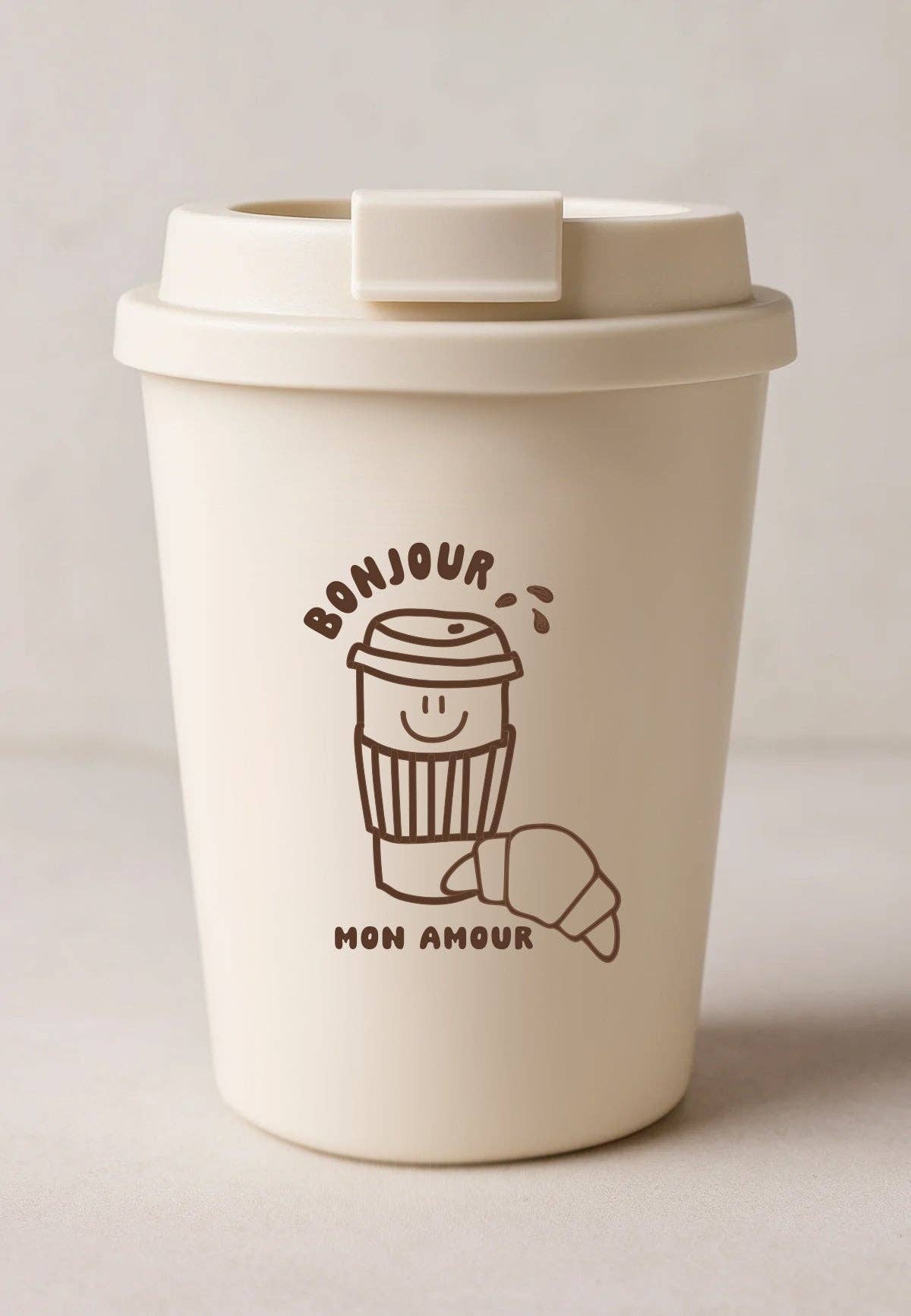 Café à emporter gobelet Bonjour brun