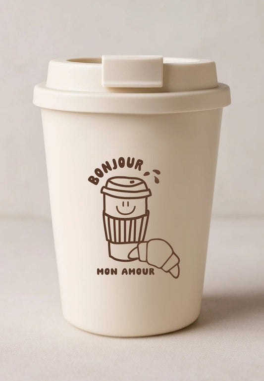 Café à emporter gobelet Bonjour brun