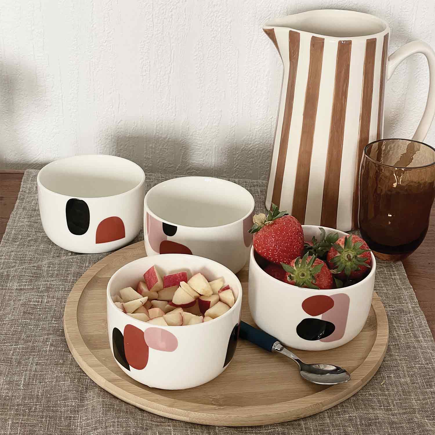 Pichet rayure gm marron L17,8 P12,5 H21,3cm - Hocadi Concept Store