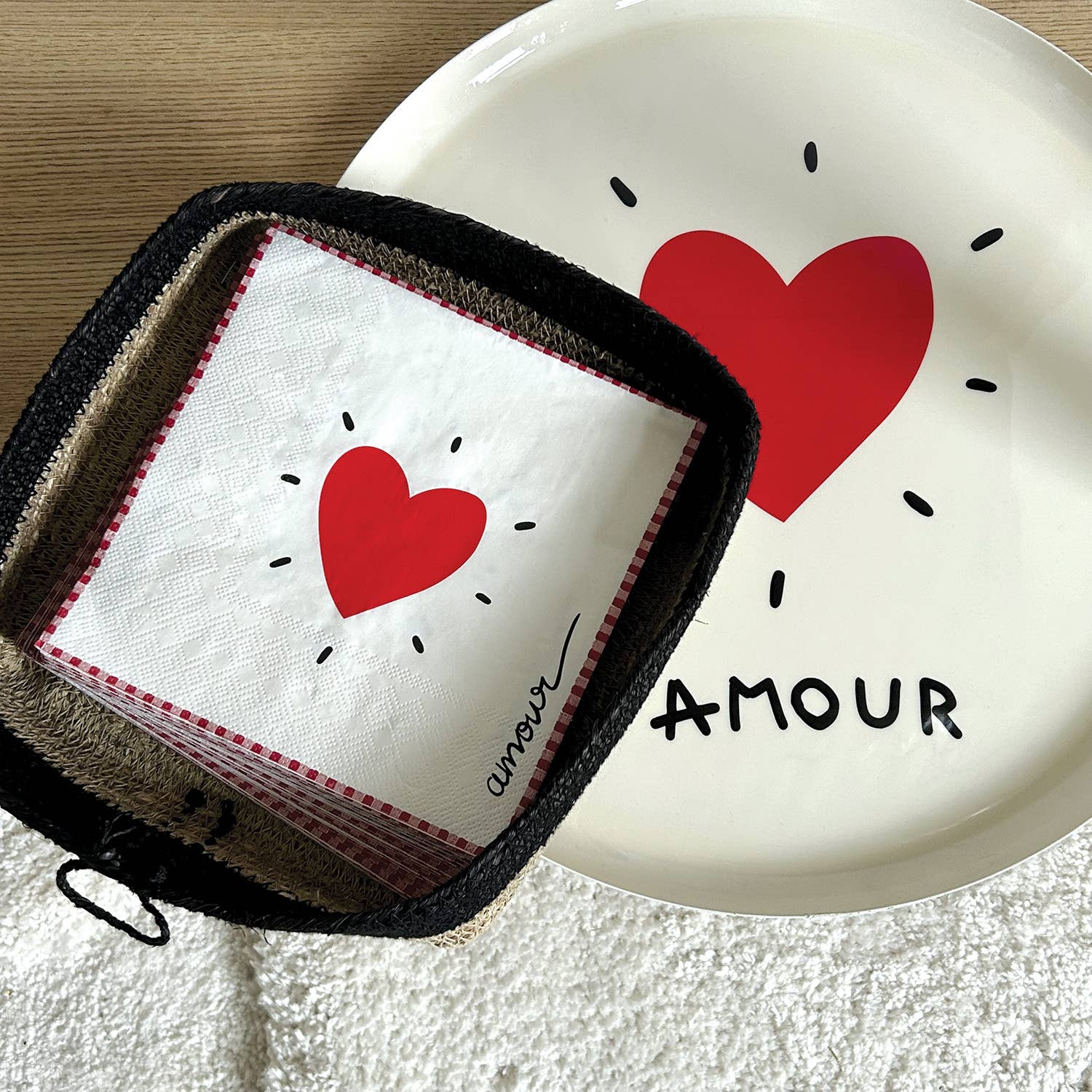 Serviette papier cœur rouge x20 - Hocadi Concept Store