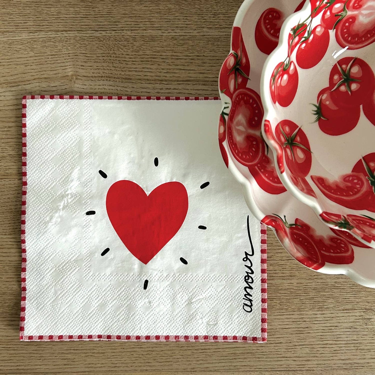 Serviette papier cœur rouge x20 - Hocadi Concept Store