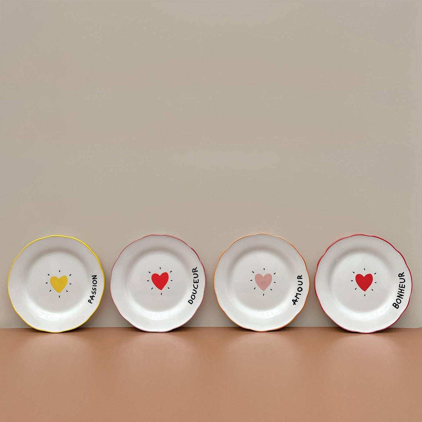 Set de 4 assiettes dessert amour cœur D19cm - Hocadi Concept Store