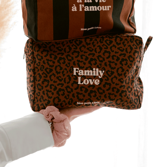 Trousse de toilette coton - Léopard foncé, Family Love