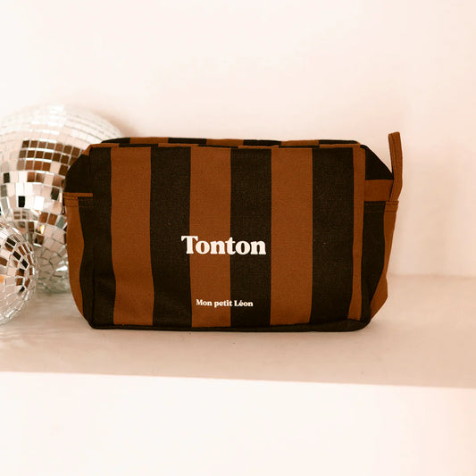 Trousse de toilette coton - Rayures marrons et noirs, Tonton