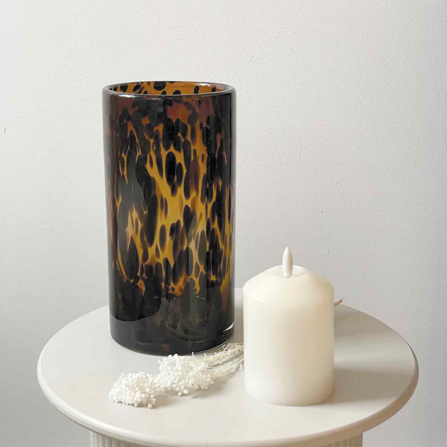 Vase Tube léopard brun gm D12 H23cm - Hocadi Concept Store